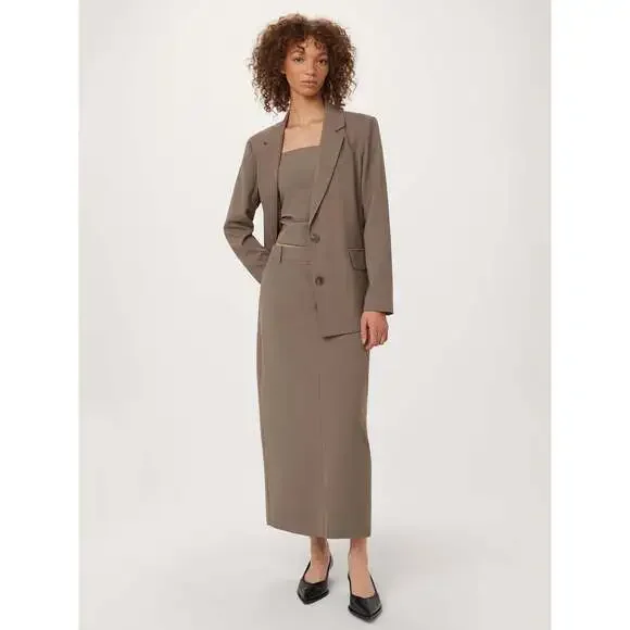 Frank And Oak The Relaxed 2-Button Blazer in Dark Taupe Size XS - Picture 2 of 10